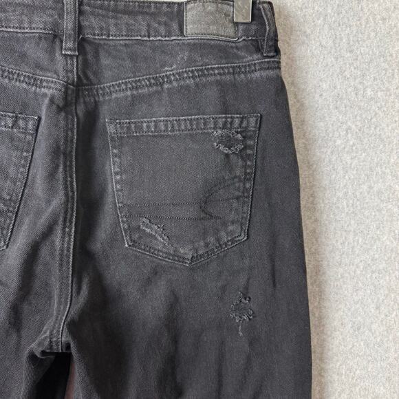 American Eagle Jeans Women’s Size 4 Tall Black High Rise Boho Distressed Grunge - Picture 11 of 14